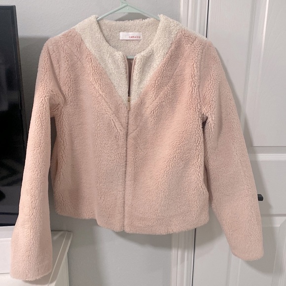camaieu Jackets & Blazers - Pink shearling jacket with pockets